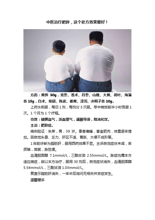 中医治疗肥胖，这个处方效果最好！