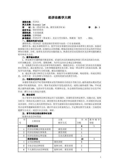 《经济法》教学大纲