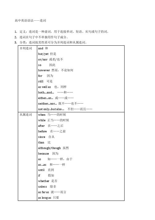 高中英语语法——连词(带答案)