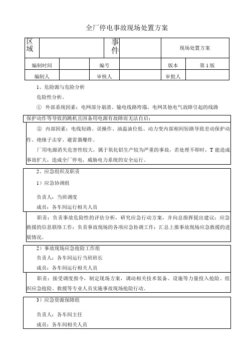 全厂停电事故现场处置方案