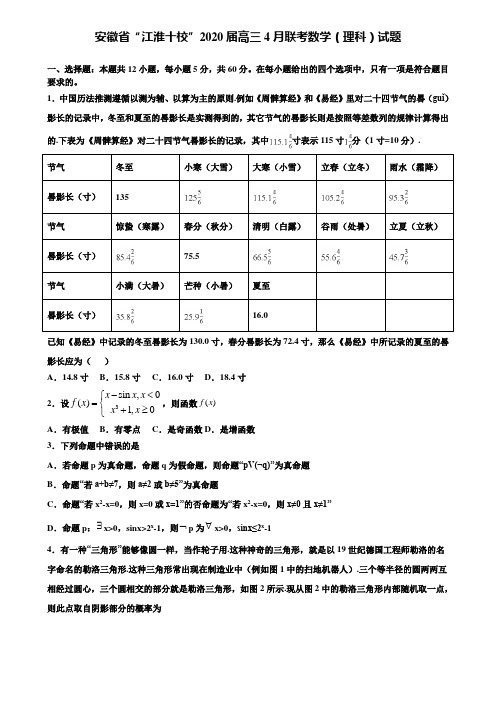 【附加15套高考模拟试卷】安徽省“江淮十校”2020届高三4月联考数学(理科)试题含答案