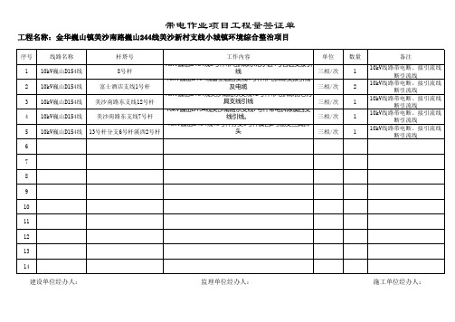 带电作业签证单(范本)