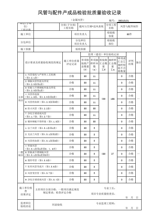 风管与配件产成品检验批