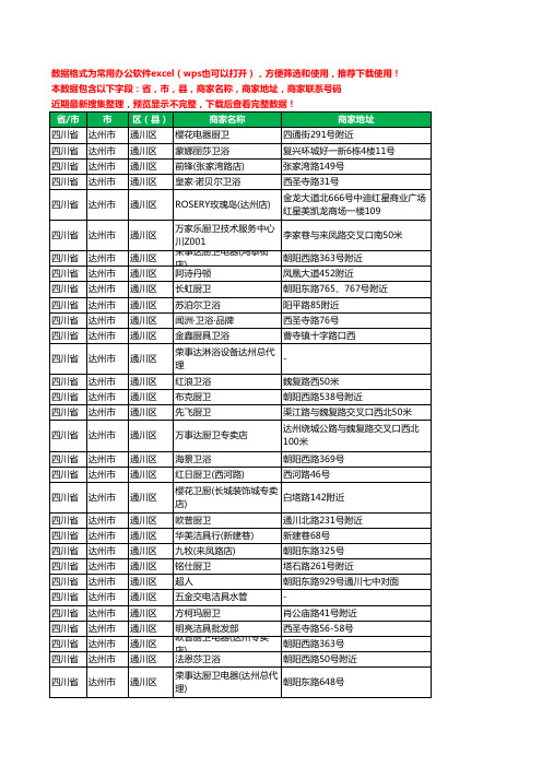 2020新版四川省达州市通川区卫浴工商企业公司商家名录名单黄页联系电话号码地址大全105家