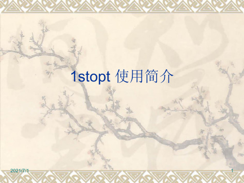 1stopt简单应用教程