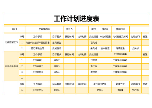 甘特图—周工作计划进度表模版