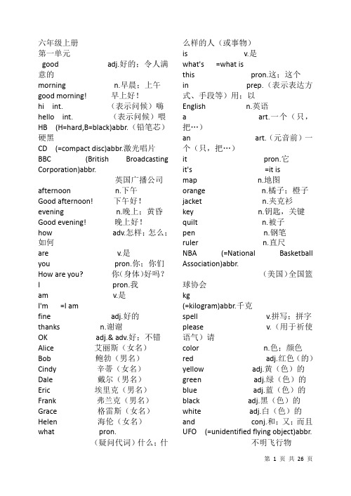 鲁教版初中英语单词表