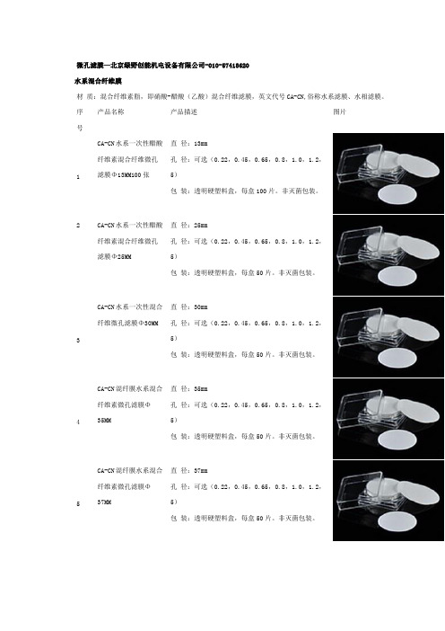 微孔滤膜资料