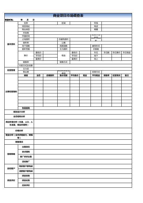 市调计划要求表(附市调表)