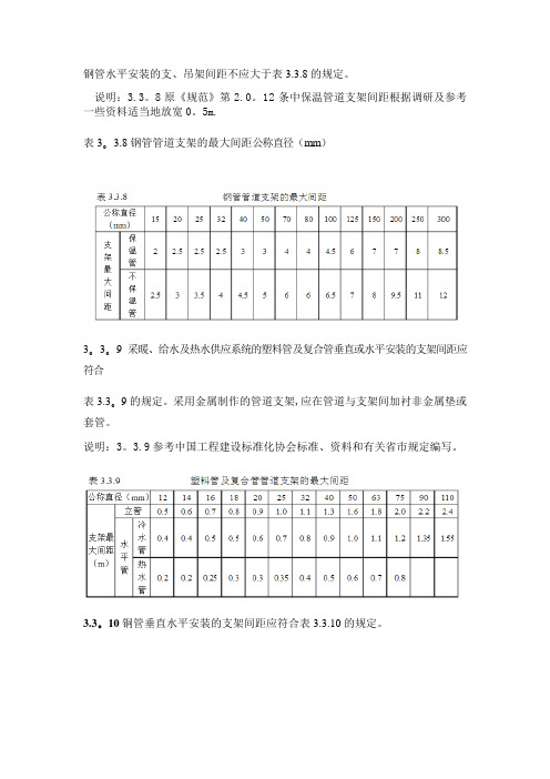 给排水施工规范(管道管架的最大间距)