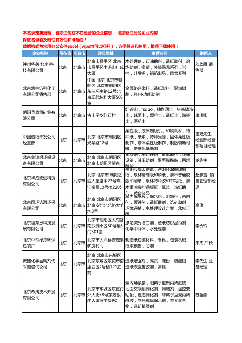 2020新版北京市造纸助剂工商企业公司名录名单黄页大全25家