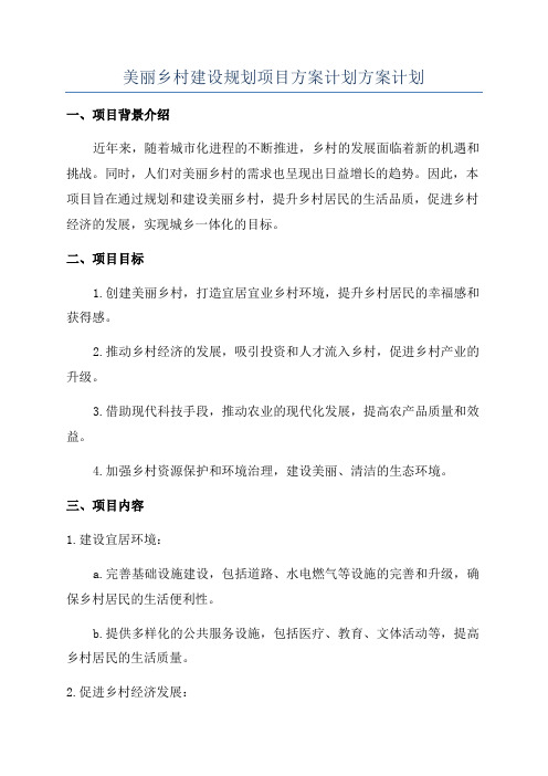 美丽乡村建设规划项目方案计划方案计划