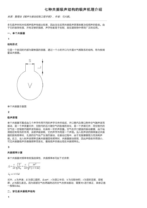 七种共振吸声结构的吸声机理介绍