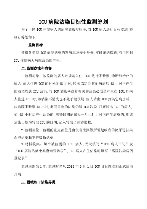 ICU医院感染目标性监测计划