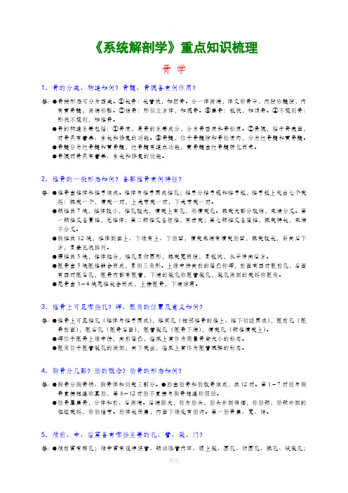 系统解剖学重点知识梳理