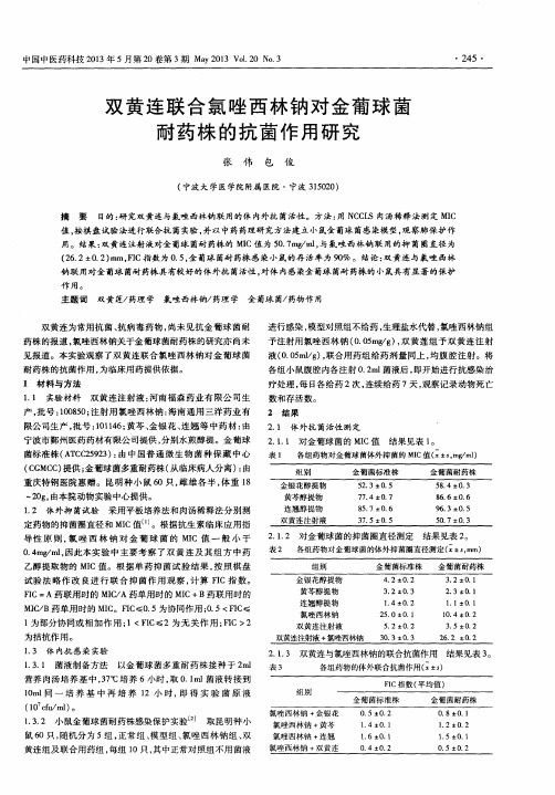 双黄连联合氯唑西林钠对金葡球菌耐药株的抗菌作用研究