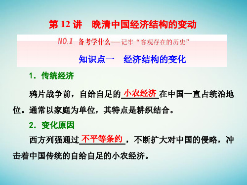 通史版2018届高三历史一轮复习第12讲晚清中国经济结构的变动课件