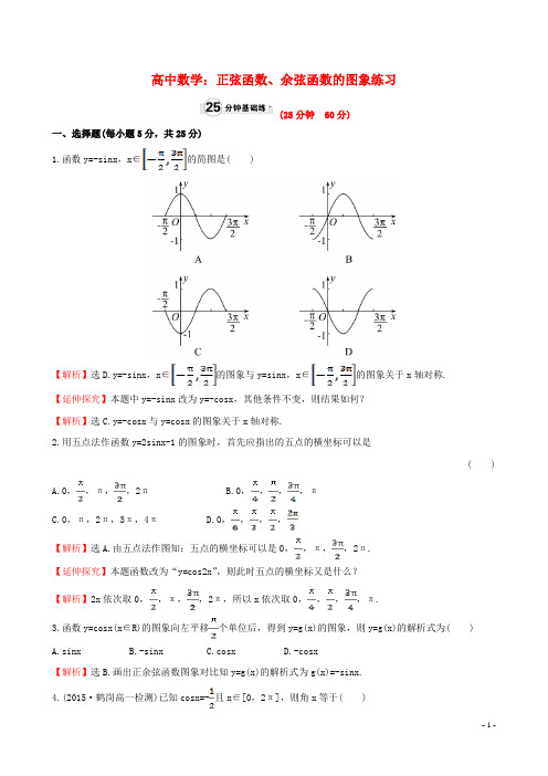 高中数学：正弦函数、余弦函数的图象练习