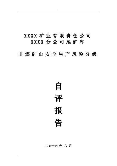 云南省XX尾矿库安全风险分级自评报告