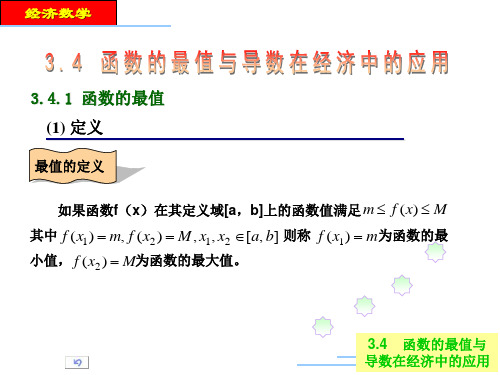 4.4 函数的最值和导数在经济中的应用