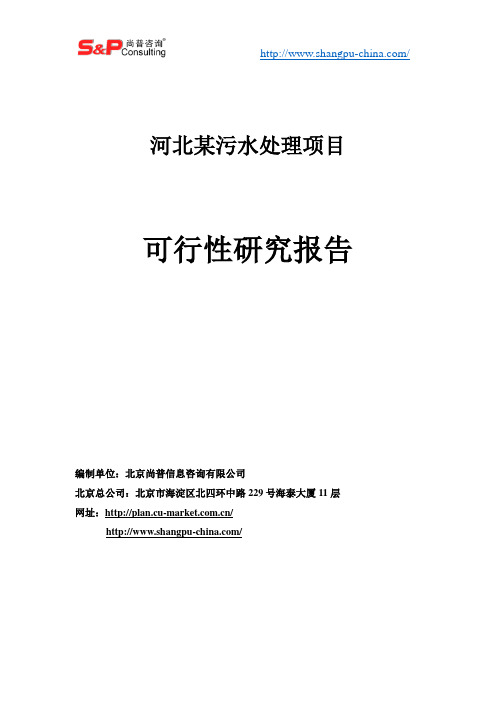 河北某污水处理项目可行性研究报告案例