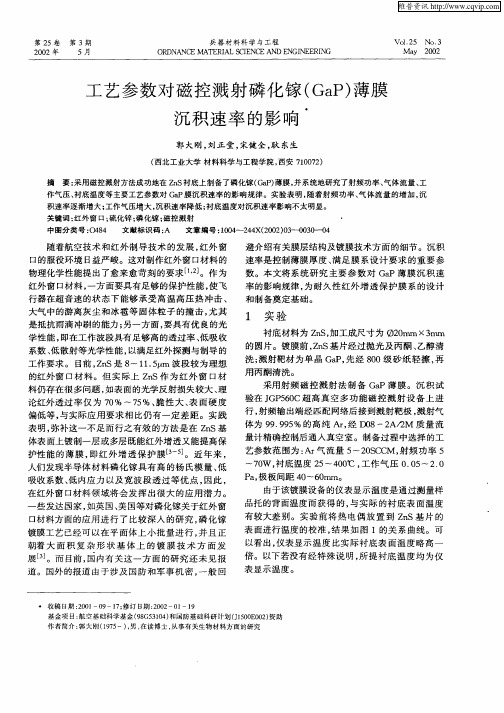 工艺参数对磁控溅射磷化镓(GaP)薄膜沉积速率的影响