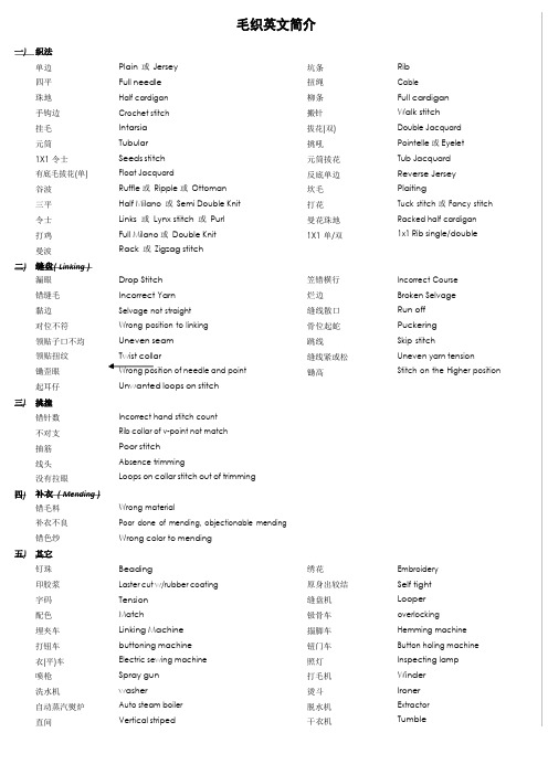 毛衫针织英文简介