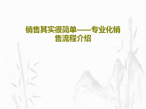 销售其实很简单——专业化销售流程介绍53页PPT