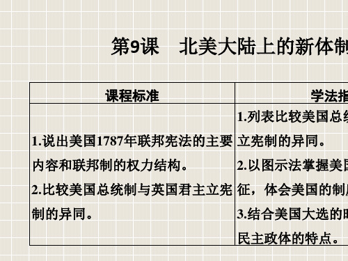 高中历史 第3单元 近代西方资本主义政体的建立 第9课 北美大陆上的新体制 岳麓版必修1