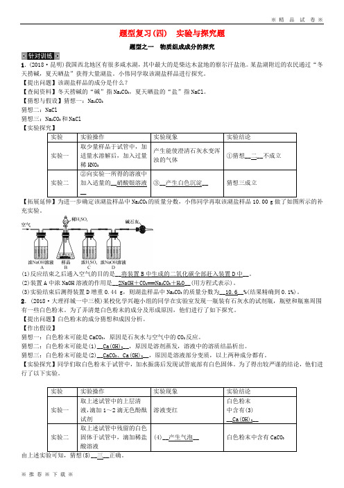 (部编版)2020年中考化学总复习题型复习四实验与探究题习题46