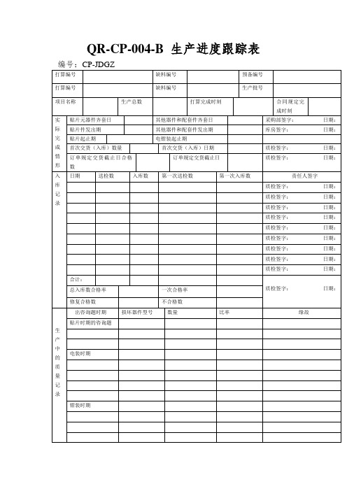 QR-CP-004-B 生产进度跟踪表