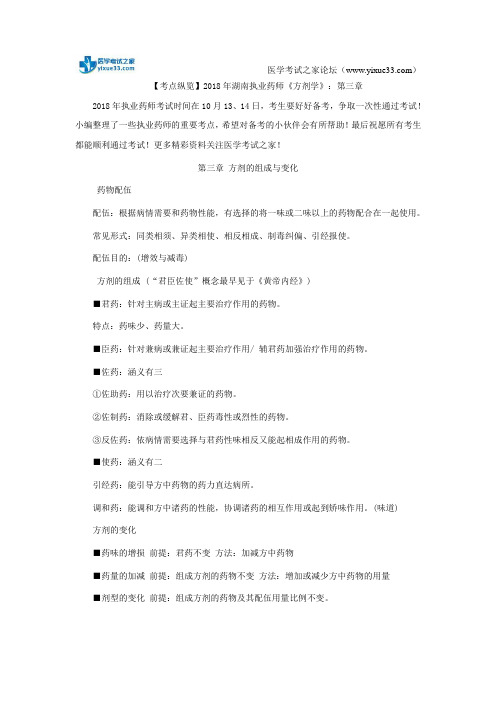 【考点纵览】2018年湖南执业药师《方剂学》:第三章
