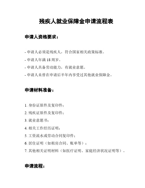 残疾人就业保障金申请流程表