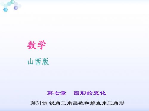 2016年中考数学讲、练、考第31讲 锐角三角函数和解直角三角形