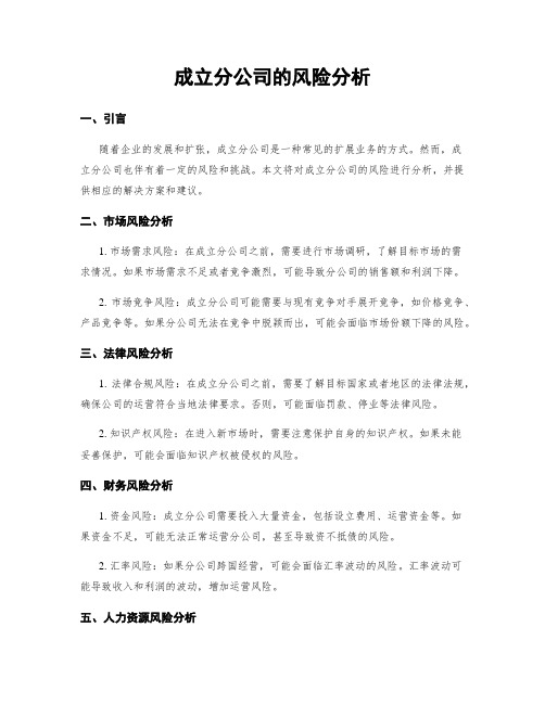 成立分公司的风险分析