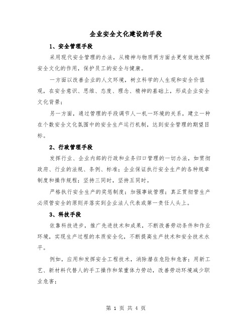 企业安全文化建设的手段（二篇）