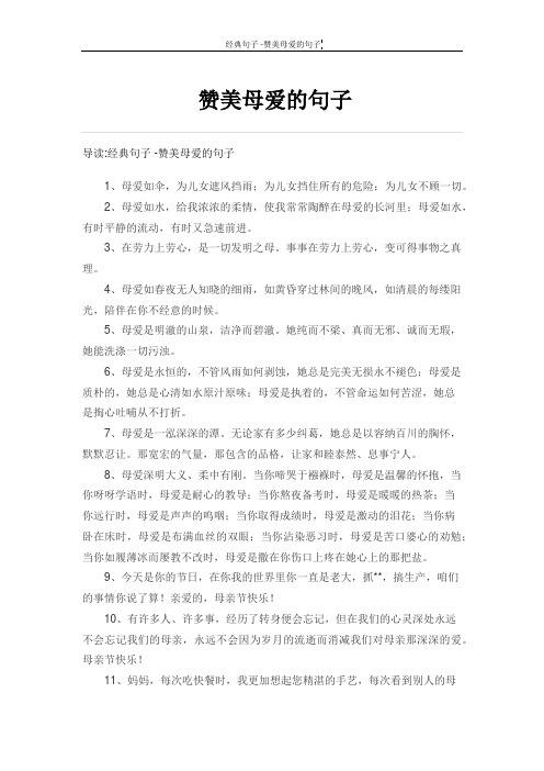 赞美母爱的句子