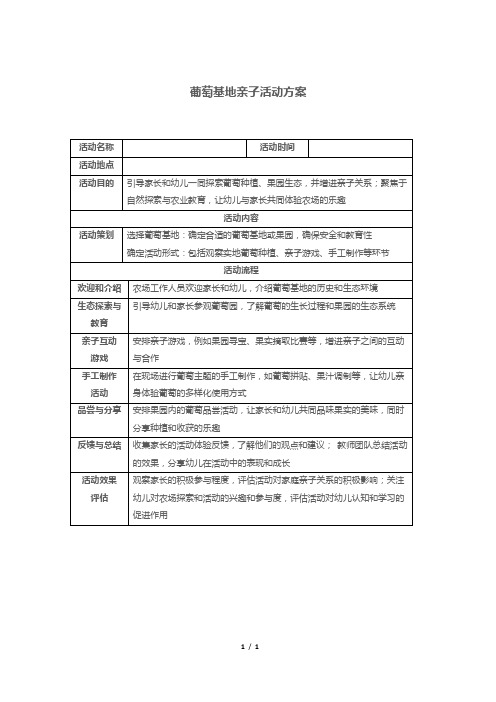 葡萄基地亲子活动方案