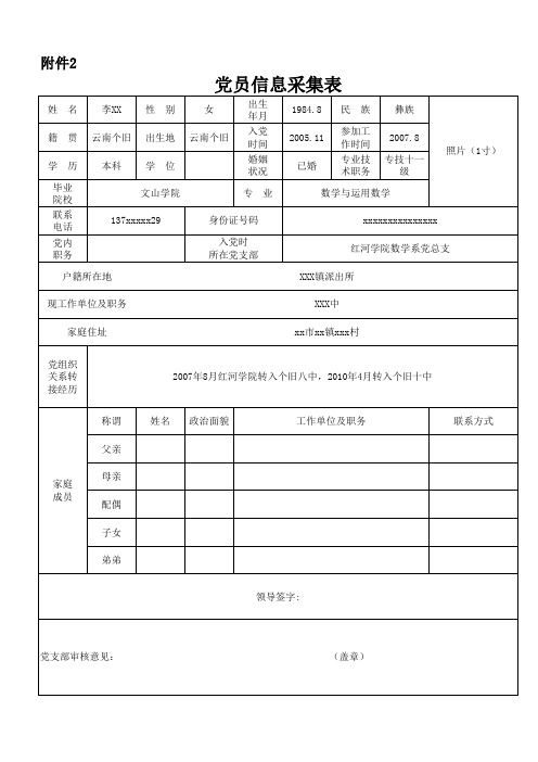 党员信息采集表