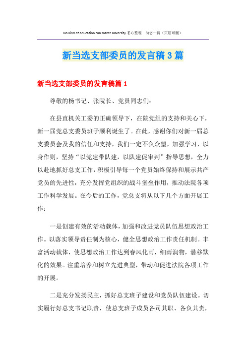 新当选支部委员的发言稿3篇