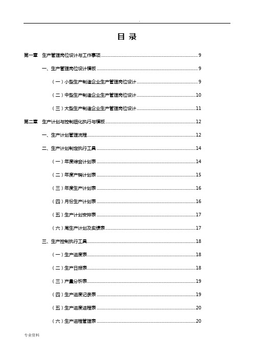 生产管理制度、表格、模板