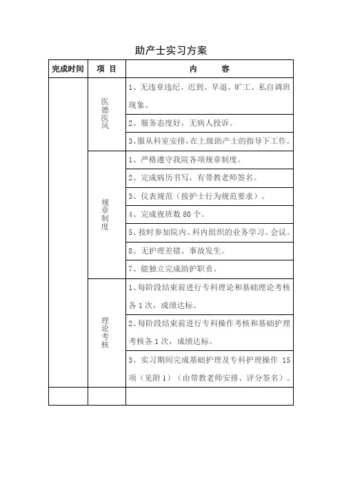 助产士实习方案