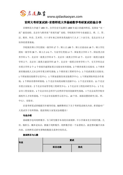 首师大考研复试班-首都师范大学基础数学考研复试经验分享