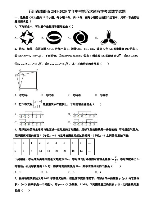 五川省成都市2019-2020学年中考第五次适应性考试数学试题含解析