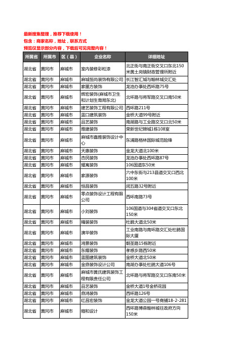 新版湖北省黄冈市麻城市装修公司企业公司商家户名录单联系方式地址大全97家