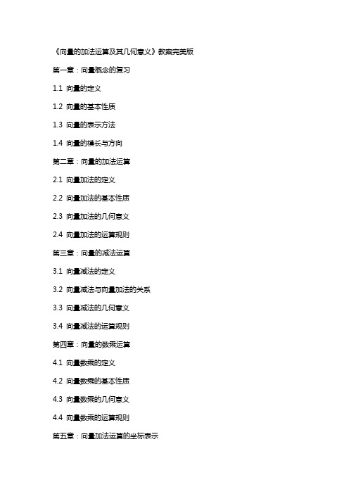 《向量的加法运算及其几何意义》教案完美版