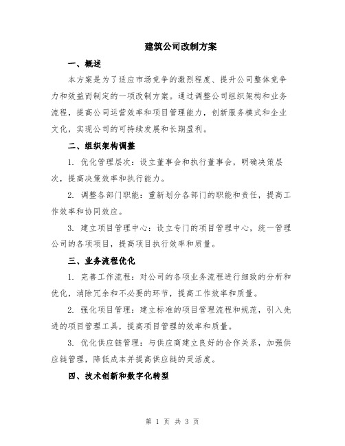 建筑公司改制方案