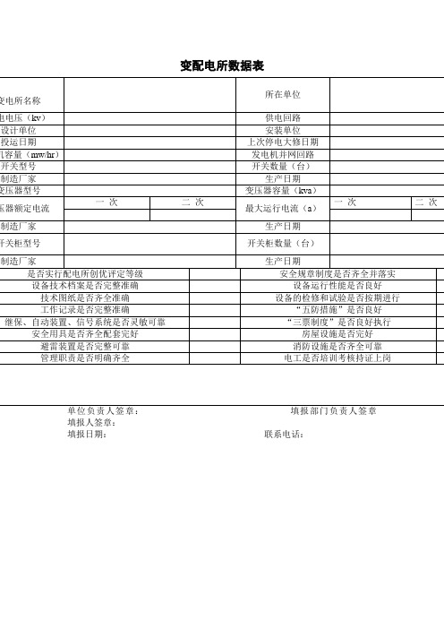 变配电所数据表