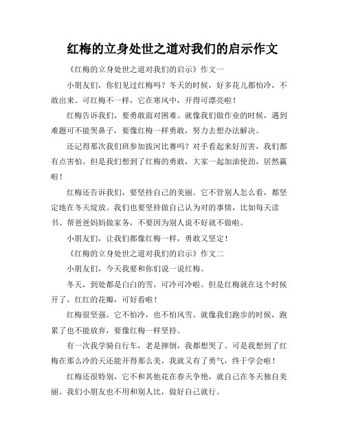 红梅的立身处世之道对我们的启示作文