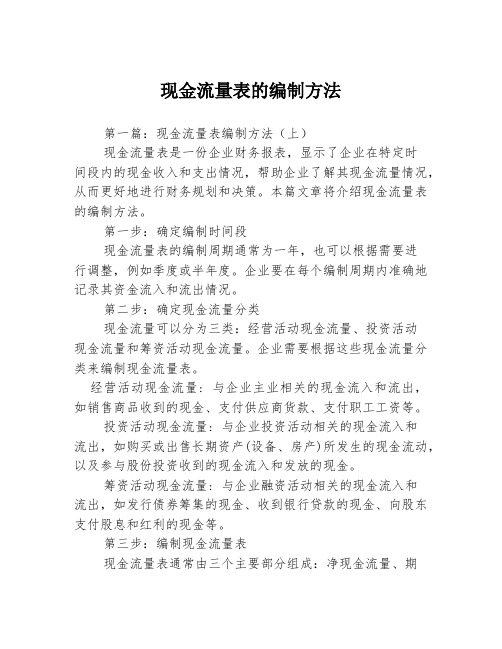 现金流量表的编制方法